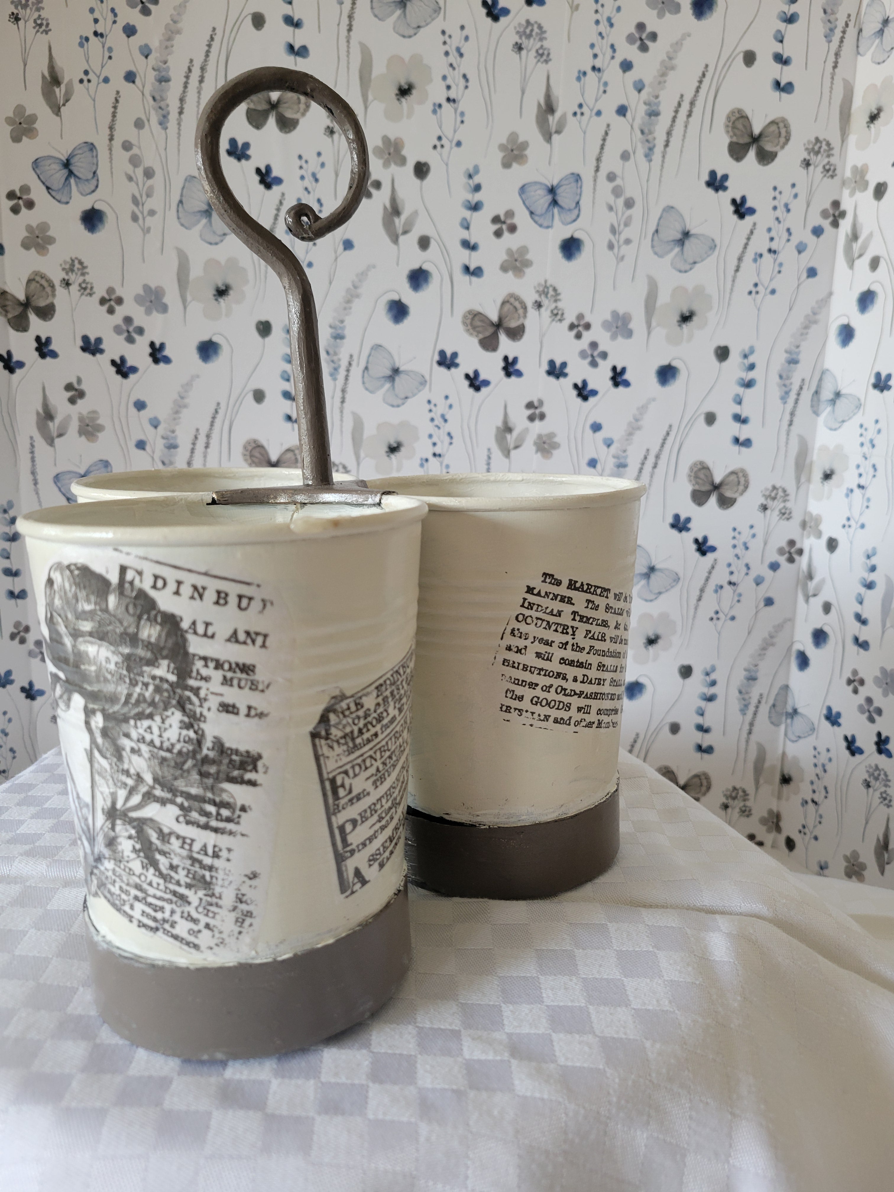 French Toile Vintage Utensil Holder