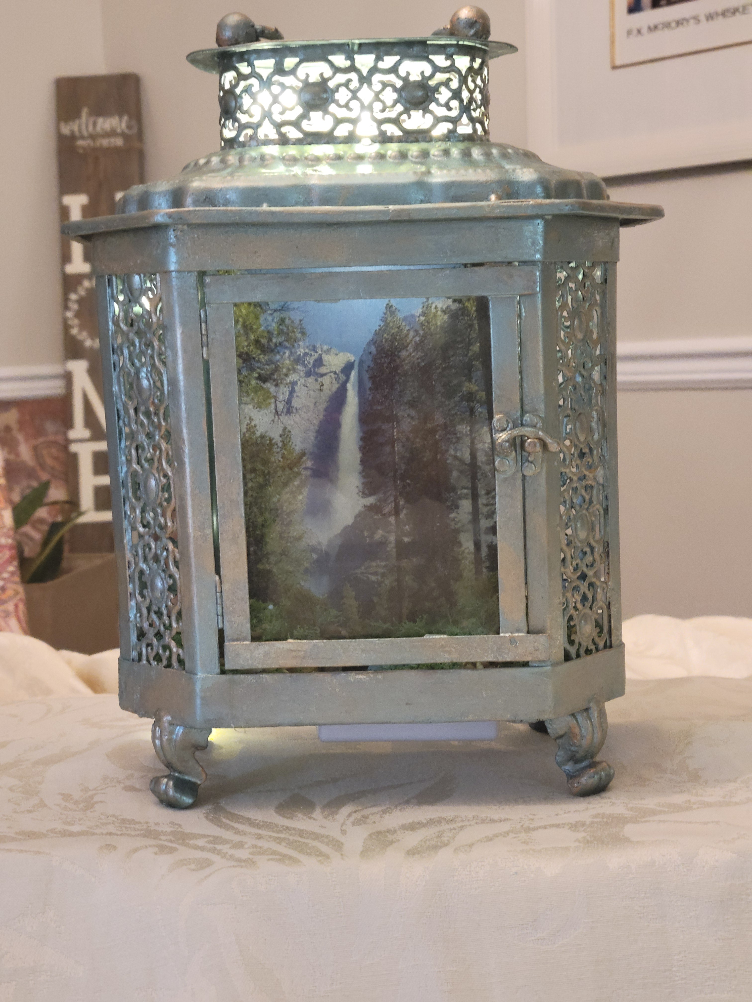 Genuine 19th Century/Early 20th Century Antique Ship Lantern with Lighted River View