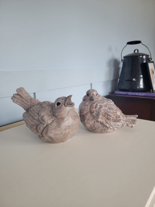 Hand-painted resin mourning dove figurines in natural plumage