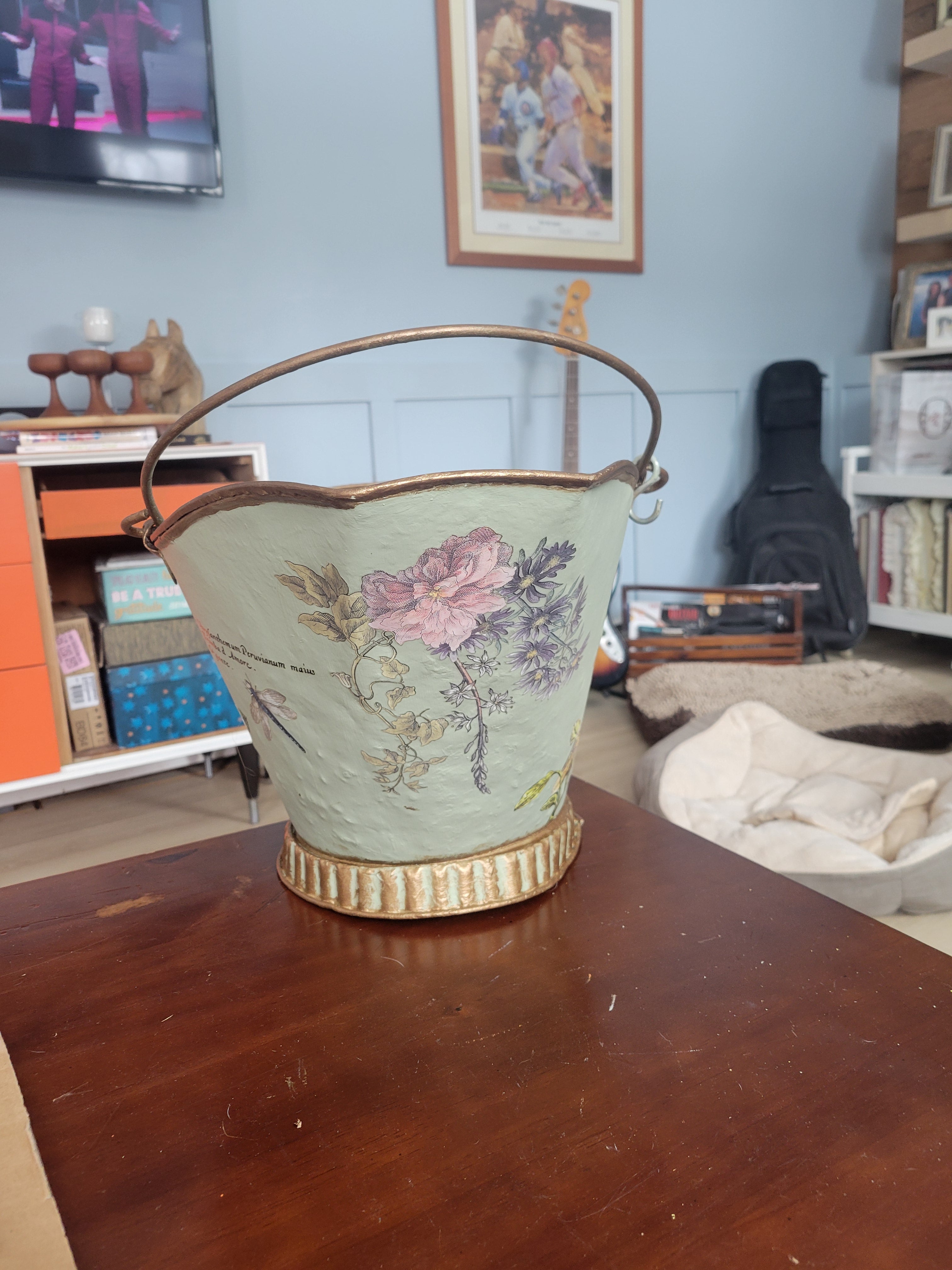 Vintage Floral Coal Bucket